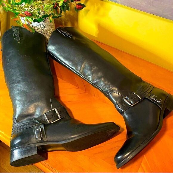 MATISSE BLACK LEATHER FLASHBACK RIDING BOOTS-MINT CONDITION 8M - Picture 2 of 12